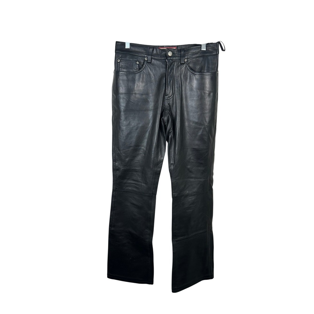 Old Navy Leather Pants Womens 6 Black Excellent Vintage Y2K Straight Leg 303040